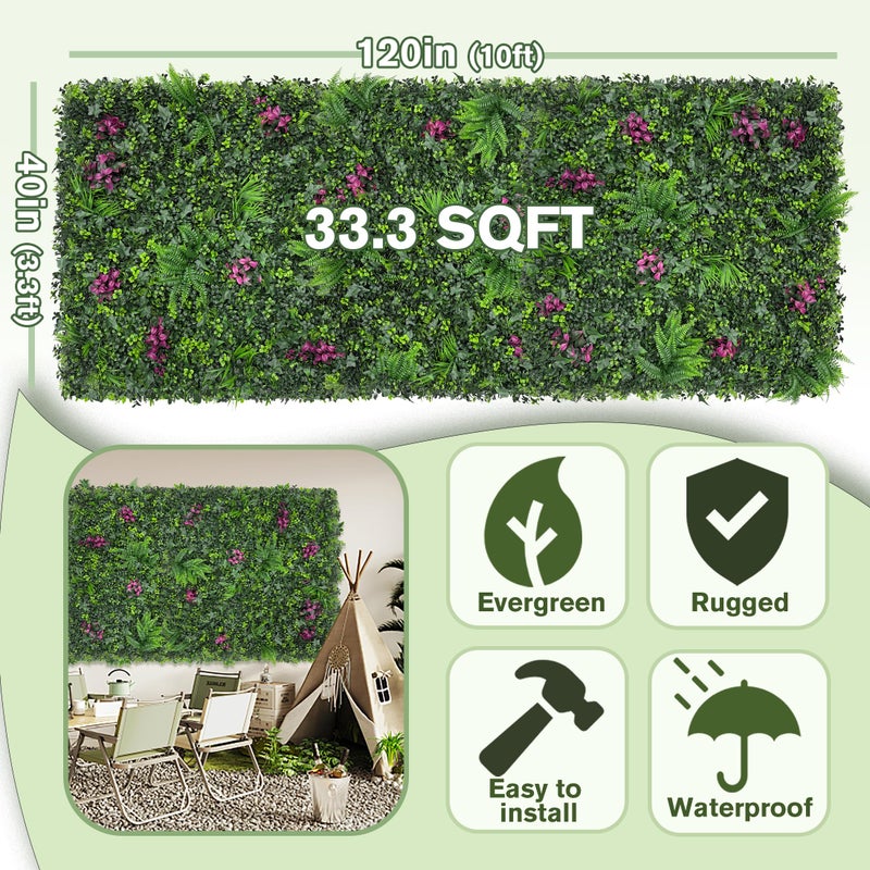DOPGIB Greenery Grass Wall Boxwood Plant Panel 40"x120"(33.5 SQFT) with UV Resistant Green Leaves Faux for Interior Wall, Greenery Backdrop,Garden and Indoor Outdoor Wall&Fence Covering Privacy - Image 2
