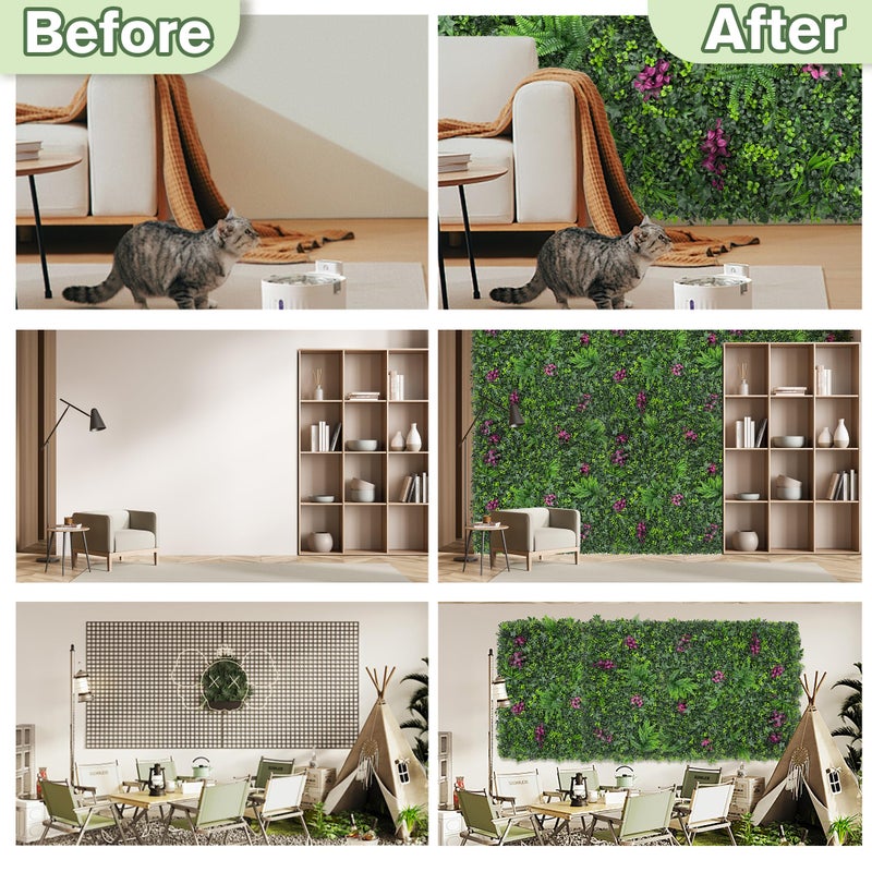 DOPGIB Greenery Grass Wall Boxwood Plant Panel 40"x120"(33.5 SQFT) with UV Resistant Green Leaves Faux for Interior Wall, Greenery Backdrop,Garden and Indoor Outdoor Wall&Fence Covering Privacy - Image 5