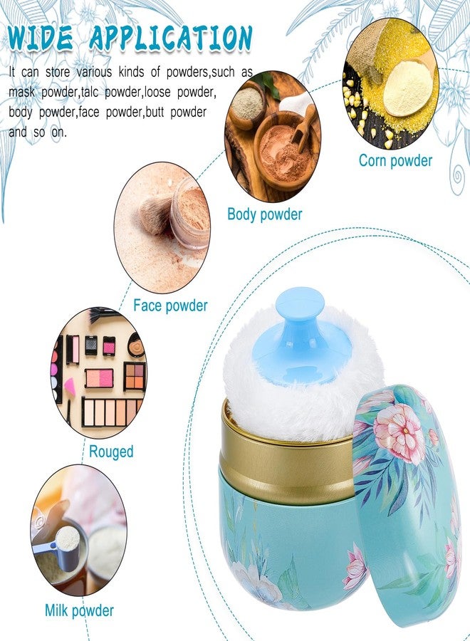 NICENEEDED Body Powder Puff and Container, Floral Pattern Travel Container with Power Puffs Loose Dusting Powder Box, Body Tin for Dressing Table Bathroom Bedroom - Image 4