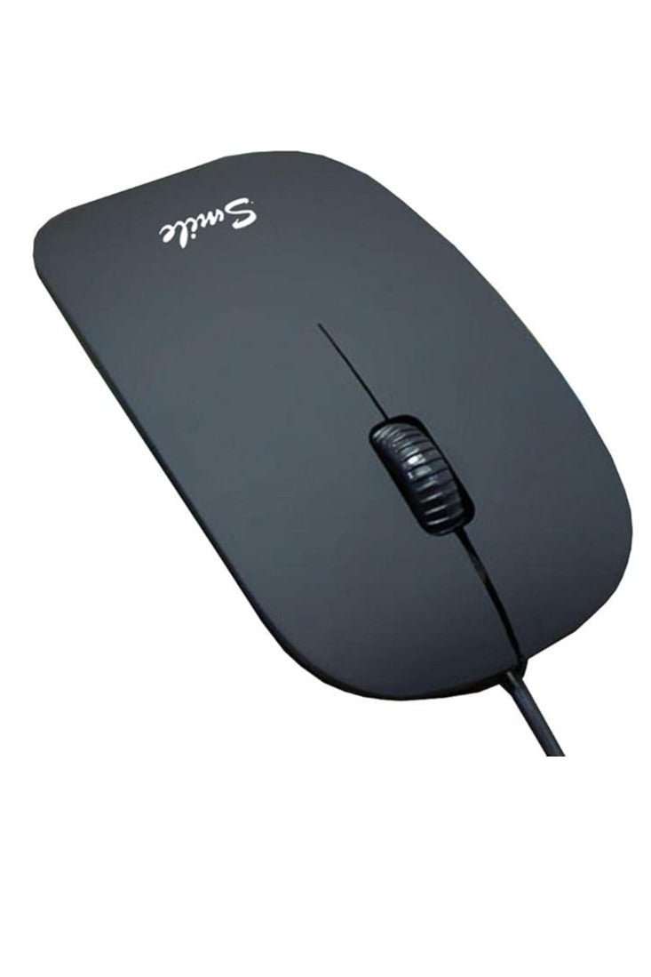 سمايل ماوس Smile بصري رفيع وصغير – USB 2.0 سلكي للكمبيوتر والموبايل Mac وويندوز (أسود) - Image 2