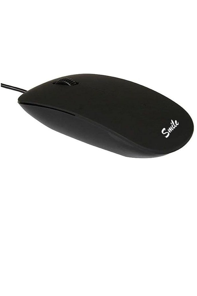 سمايل ماوس Smile بصري رفيع وصغير – USB 2.0 سلكي للكمبيوتر والموبايل Mac وويندوز (أسود) - Image 3