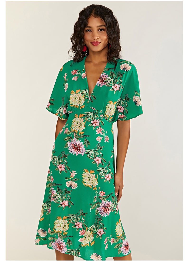Yumi - Floral Kimono Midi Dress - Image 1