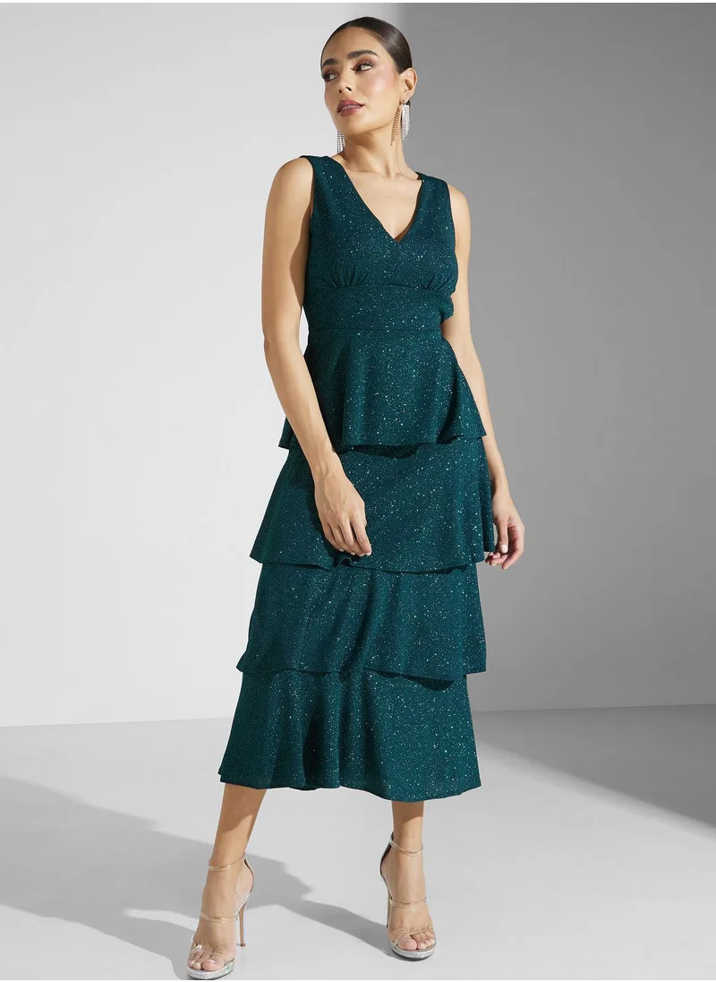 Ella Limited Edition Deep Neck Layered Dress