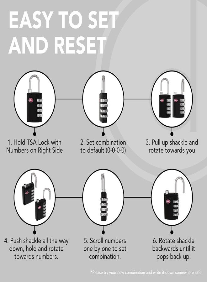 ILIKA TSA Luggage Locks with 4 Digit Combination, Heavy Duty Set Your Own Padlocks for Travel, Baggage, Suitcases & Backpacks, Multicolor (Pack of 1) - Image 4