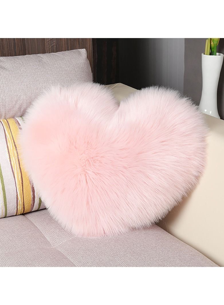Rabbit Fur Double Side Plush Heart Shaped Throw Pillow (Size 35×45CM) - Image 1