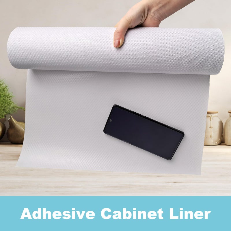 PaBUSIOr Cabinet Shelf Liner Peel and Stick: Self Adhesive Cabinets Paper - 15.7 in x 12 FT Non-Slip White Drawers Liners - Easy to Cut, Removable, PABUSIOR Cupboard Liner for Pantry Shelves, Countertops - Image 3
