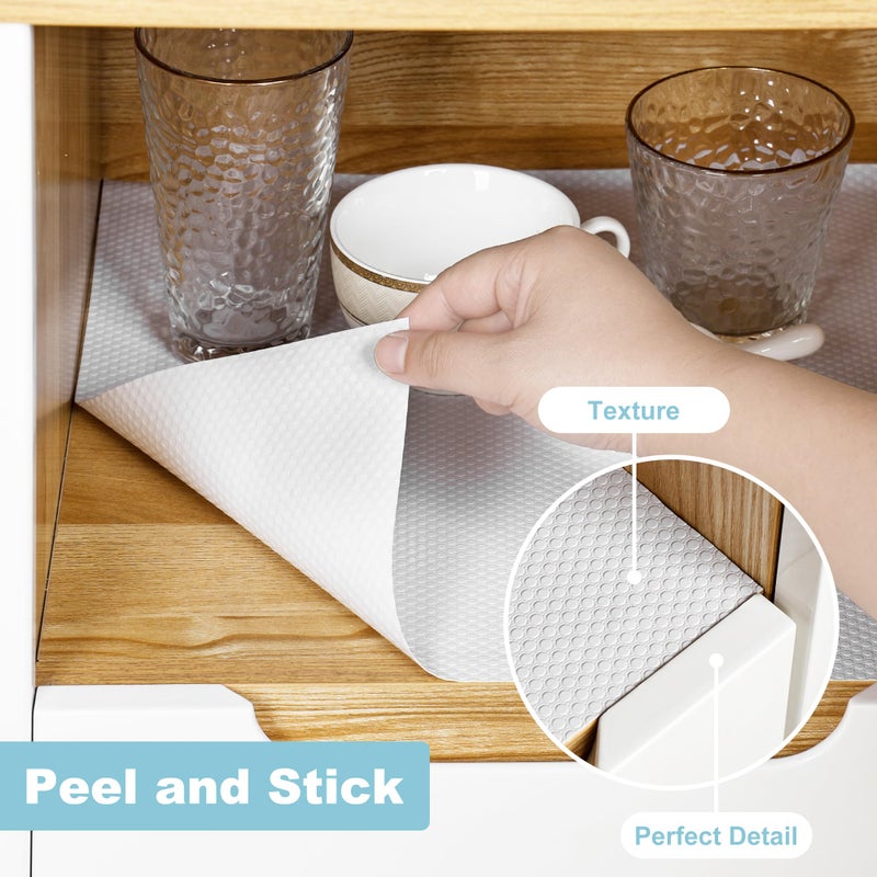 PaBUSIOr Cabinet Shelf Liner Peel and Stick: Self Adhesive Cabinets Paper - 15.7 in x 12 FT Non-Slip White Drawers Liners - Easy to Cut, Removable, PABUSIOR Cupboard Liner for Pantry Shelves, Countertops - Image 2