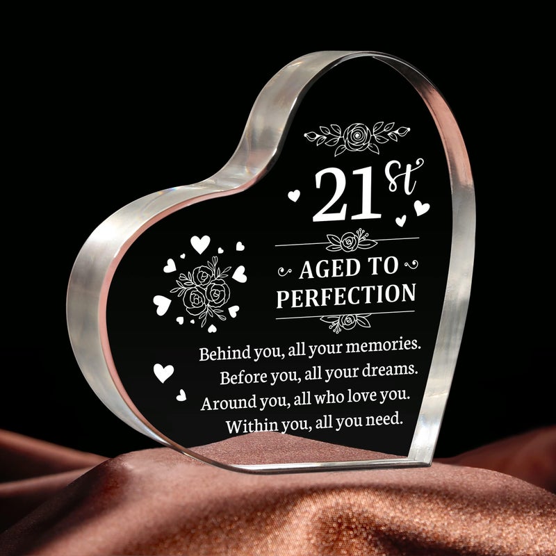 21st Birthday Gifts for Her Women Engraved Aedcrylic Sign Plaque 21 birthday gifts for Girls Boys Sister Daughter Son friend 21 Year Old Gifts for Her Best 21st Happy Birthday Keepsake Decor