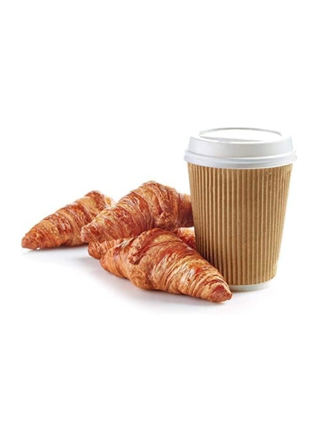 MARKQ [25 Sets] 8 oz. Brown Disposable Ripple Insulated Coffee Cups with Lids - Hot Beverage Corrugated Paper Cups  - Image 5