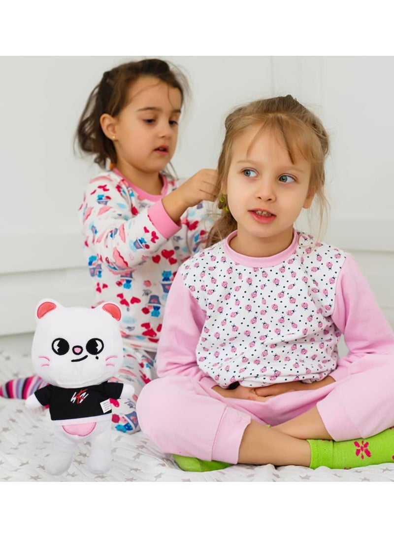 Excefore Plush Toy Stray Kids Stuffed Toy Cute White Cat Doll Stuffed Animals Toy, Stray Kids Cuddly Toy Soft Plush Doll Toy for Kids Adults Boy Girls Soft Stray Plush Birthday Gifts for Kids - Image 3