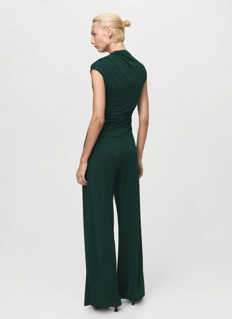 MANGO T-shirt with gathered asymmetrical neck