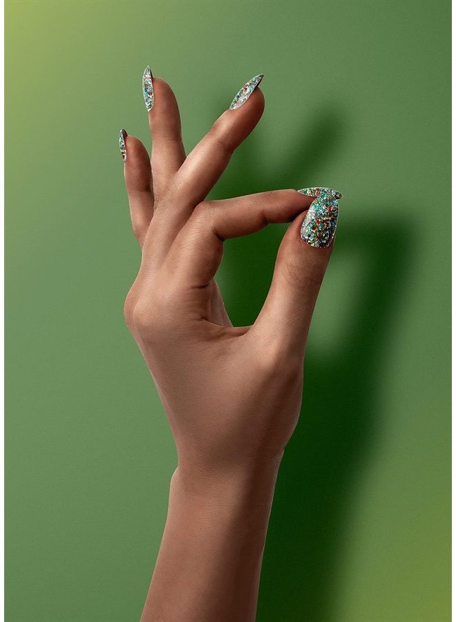 Lechat Perfect Match Gel Polish, Electric Masquerade, Green, Red, Yellow, Blue Glitter on Clear Base, Easy Application, Soak Off Formula, 0.5 Fl Oz - Image 4