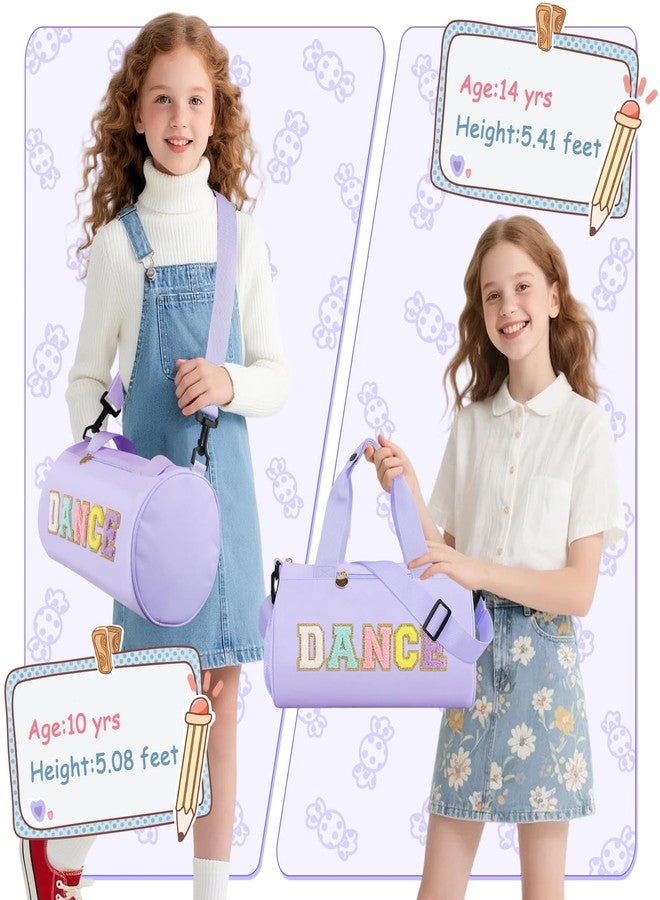 حقيبة سفر للرقص والباليه للبنات، حقيبة رياضية مخصصة للتمارين الرياضية للأطفال الصغار، حقائب رقص التشجيع، حقائب سفر لطيفة مقاومة للماء من الشانيل، هدايا للفتيات المراهقات الراقصات والرياضيات (بنفسجي) - Image 3