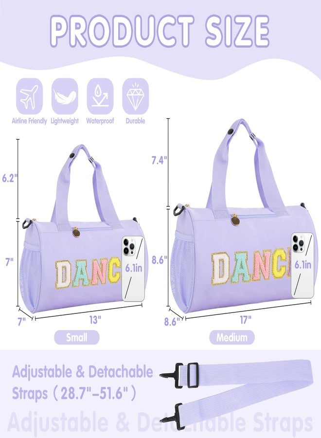 حقيبة سفر للرقص والباليه للبنات، حقيبة رياضية مخصصة للتمارين الرياضية للأطفال الصغار، حقائب رقص التشجيع، حقائب سفر لطيفة مقاومة للماء من الشانيل، هدايا للفتيات المراهقات الراقصات والرياضيات (بنفسجي) - Image 4