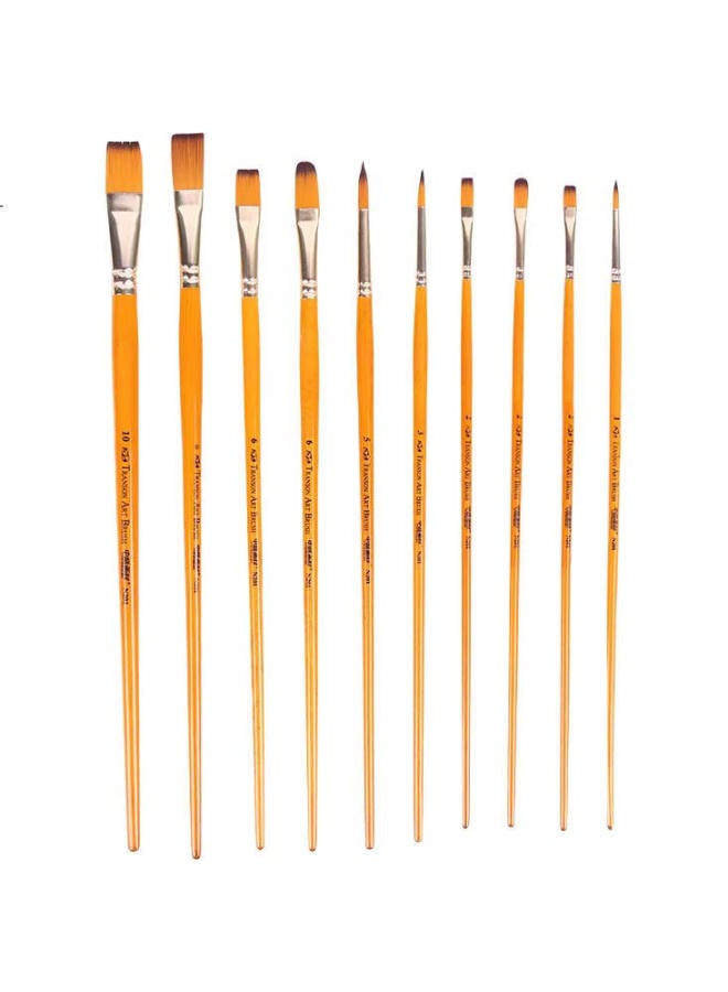TRANSON Zhongsheng Art Supplies, 10-Piece Nylon Gouache Brush Set, Oil Painting Brushes, Acrylic Brushes, Yellow Handle, Black And Gold Nylon Paint, Gouache Brushes, Beginner Art Supplies, Art Materials, Knight Art Supplies, Sketching - Image 2
