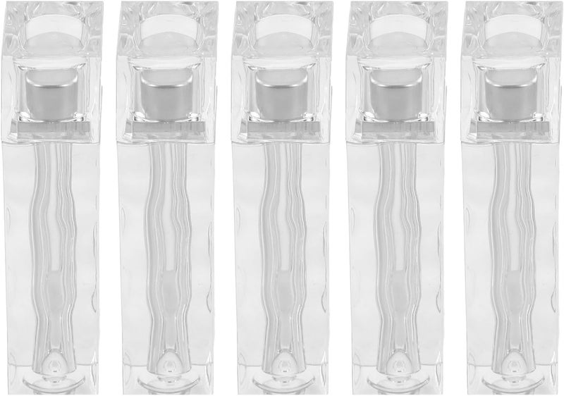 صندوق SHOWERORO لمستحضرات تجميل الشفاه الفارغ (5 قطع): أنبوب تجميلي صغير قابل لإعادة التعبئة - زجاجة شفافة فارغة لزيت الشفاه مع قلم، مناسبة لصنع مستحضرات التجميل بنفسك - Image 1
