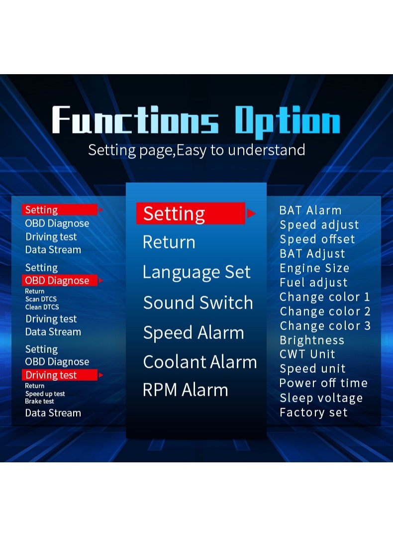 P10 Universal Car HUD Head Up Display OBD2 Speed Warning RPM Fuel Consumption Projector - Image 4