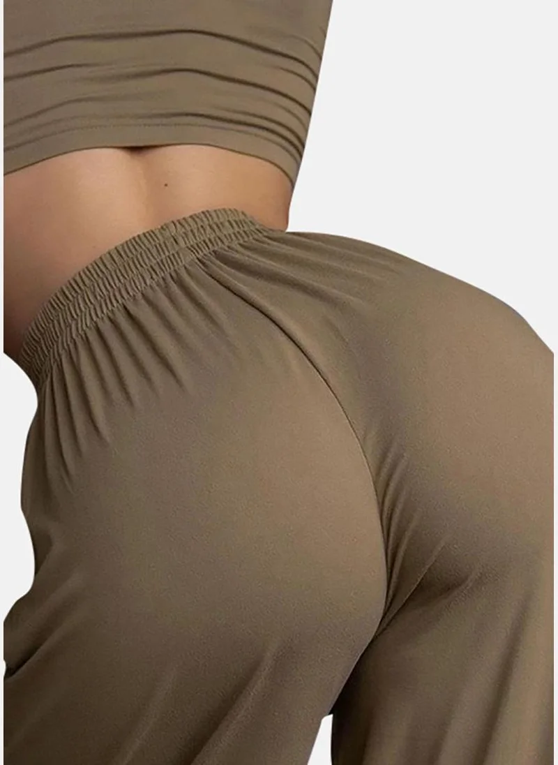 YUNIQEE Brown Round Neck Top & Trouser