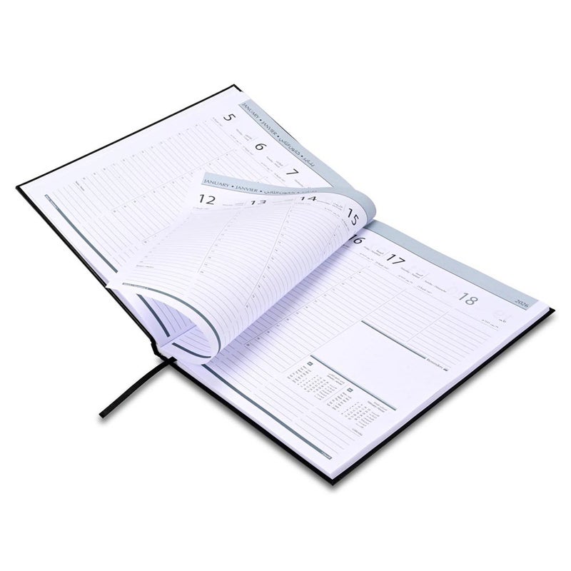 FIS مفكرة تنفيذية FIS 2026، 210x260 مم، غلاف فينيل مبطن من جهة واحدة، تنسيق أسبوعي، عربي/إنجليزي/فرنسي، ورق أبيض 70 جرام، غلاف أسود - FSDI34AE26BK - Image 4