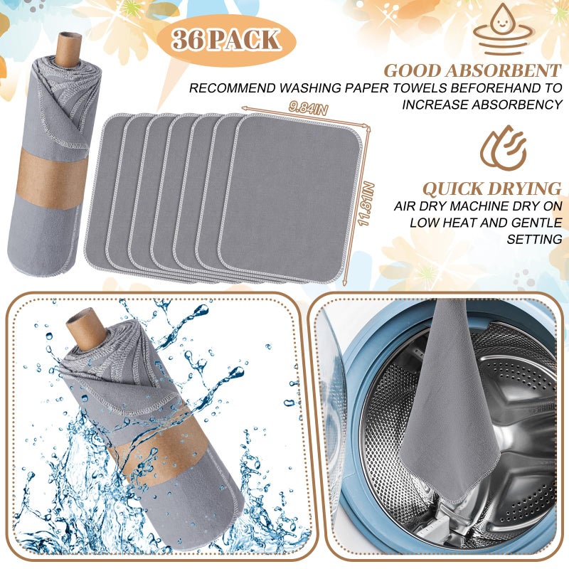 Noveread 36 Pack Vintage Reusable Cleaning Cloths Washable Cotton Kitchen Towels for Home (Gray) - Image 4