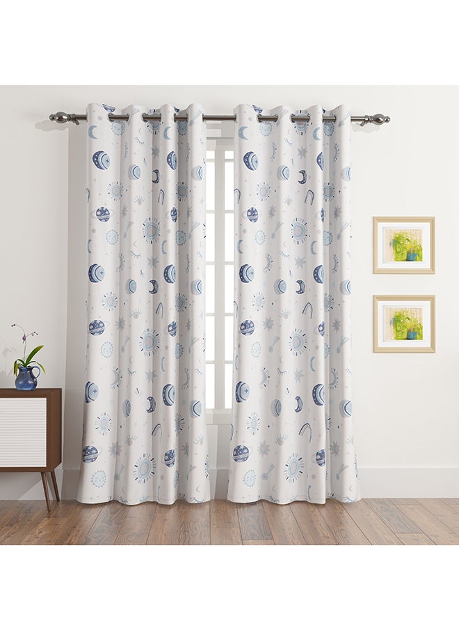 Home Box Harry 2-Piece Celestial Print Cotton Curtain Set 240 x 140 cm  - Image 1