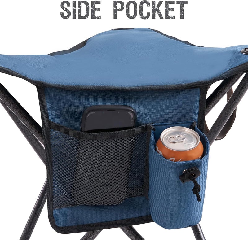 PORTAL Extra Large Quick Folding Tripod Stool with Backrest - Blue Camping Chair - Image 4