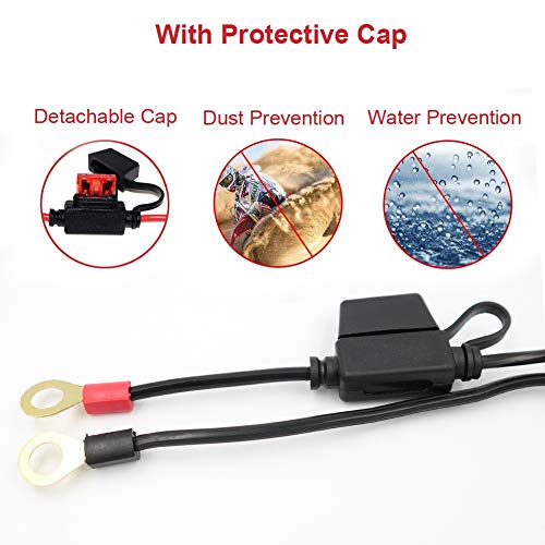 iMESTOU Motorcycle Solar SAE Quick Disconnect Extension Cable Adapter, Ring Terminal Harness with Black Fused 2-Pin Quick Disconnect Plug to Solar Panel, Power Supply, Motorcycle/Motorbike/Car (2pcs) - Image 4