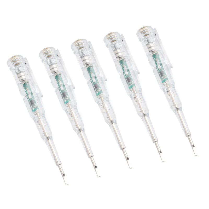 5 أقلام اختبار كهربائي متعددة الوظائف مع ضوء LED ساطع وعلب شفاف ومفتاح دراجة اختبار الجهد الاستقرائي - Image 4