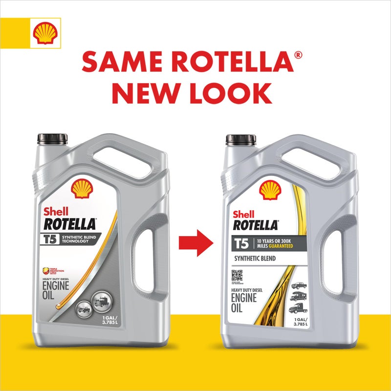 Shell Rotella زيت محرك ديزل شل روتيلا T5 خليط صناعي 15W-40، 1 جالون - Image 5