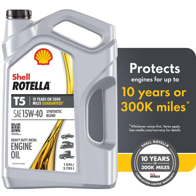 Shell Rotella زيت محرك ديزل شل روتيلا T5 خليط صناعي 15W-40، 1 جالون - Image 3