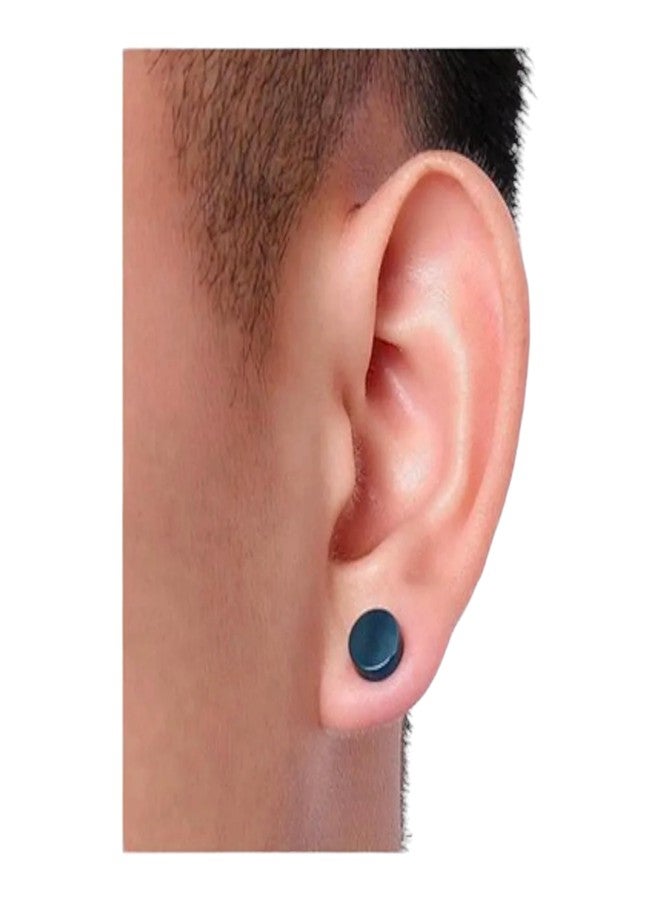 Shree Ju™ Trendy Black Round Non Piercing Punk Barbell Dumbbell Strong Magnetic Studs Earrings Stainless Steel Bali Fashion Jewellery For Men Women Boys Girls Unisex - Image 5