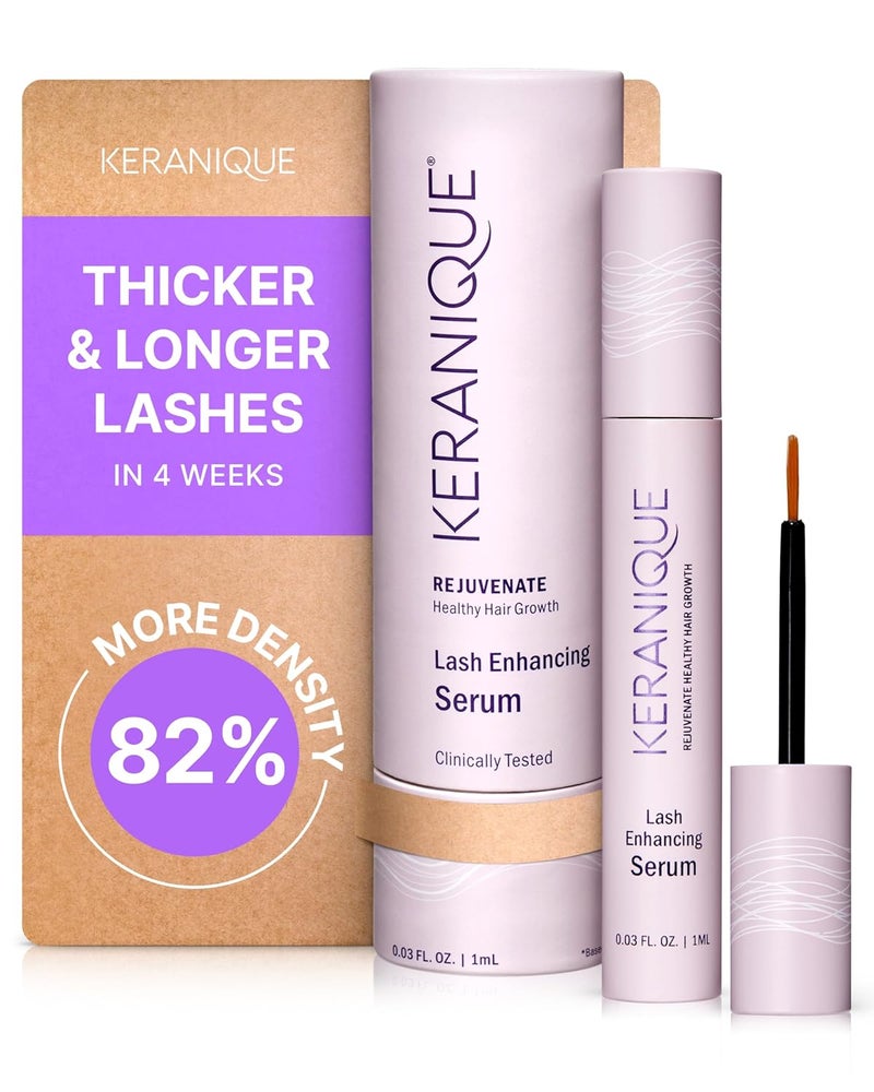 Keranique Lash Growth Serum  Eyelash Enhancer for Women with Thin  Brittle Lashes  Intense Boost for Long Natural Eyelashes