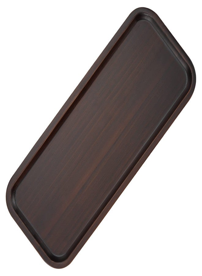 JOIKIT 14 x 5.9 Inch Walnut Wooden Rectangle Tray, Bathroom Tray Platter Solid Wood Decorative Serving Trays Plate for Cookie, Bread, Cheese, Coffee, Tea - Image 1