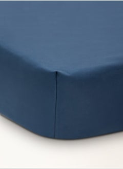 American Linen Single Plain Fitted Sheet with 1 Pillow Case 90 x 190 Cm Navy Blue  - Image 2