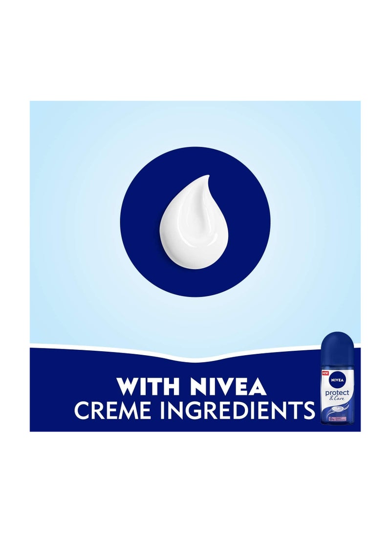 Nivea Protect And Care, Antiperspirant For Women, No Ethyl Alcohol, Roll-On Multicolour 50ml - Image 2