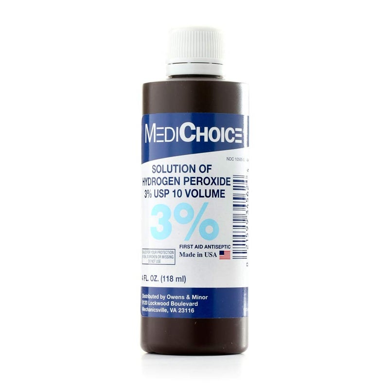 MediChoice First Aid Antiseptic Solution w 3 Hydrogen Peroxide 4 Ounce 1314HP0304 Case of 24 - Image 1