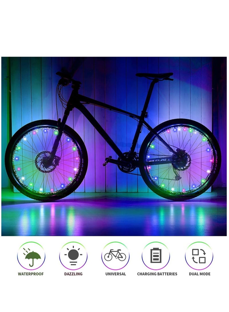 SYOSI Bike Wheel Lights LED String Mountain Bike Wire Decorative Light Make You The Most Shining One On Night Riding Waterproof Multi-color Highlight Durable Bicycle Wheel String Lights Set  - Image 4