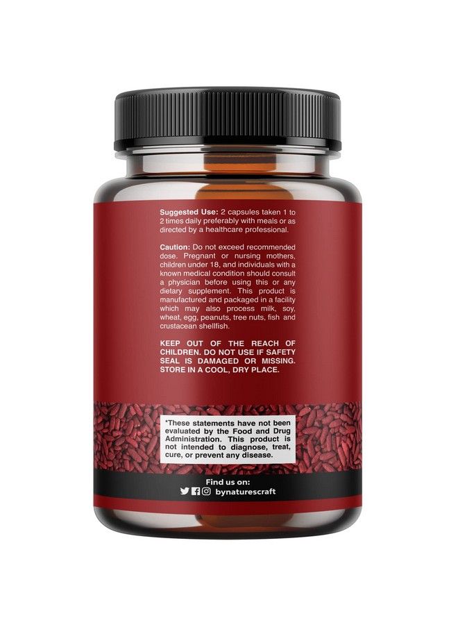 Red Yeast Rice With Coq10 Supplement Extra Strength Citrininfree Red Yeast Rice 1200 Mg. Capsules With Coq10 100Mg Heart Health And High Cholesterol Lowering Supplement 120 Veggie Capsules
