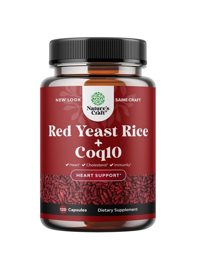 Red Yeast Rice With Coq10 Supplement Extra Strength Citrininfree Red Yeast Rice 1200 Mg. Capsules With Coq10 100Mg Heart Health And High Cholesterol Lowering Supplement 120 Veggie Capsules