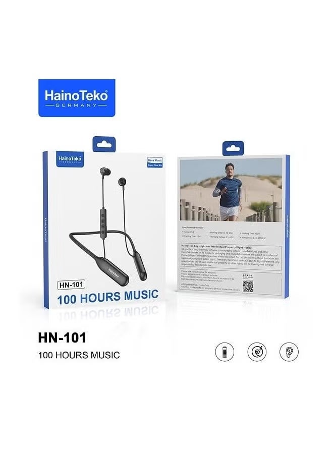 هينو تيكو English سماعة بلوتوث هاينو تيكو ألمانيا HN101، تشغيل موسيقى لمدة 100 ساعة، ميكروفون عالي الجودة، صوت جهير فائق الوضوح - Image 3