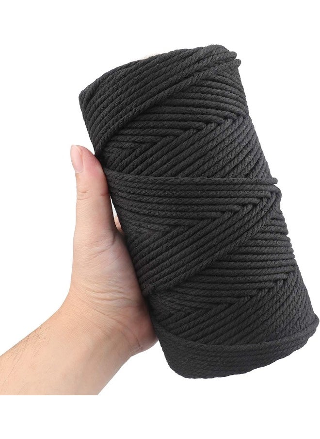 Premify 2 Rolls Black Cotton Rope, 3Mm*100M Each Roll Paracord Natural Twisted Soft Cord, Thick Cotton Twisted Cord Tie-Down Ropes For Pet Toys, Macramé, Knotting, Crafts Packing  - Image 3