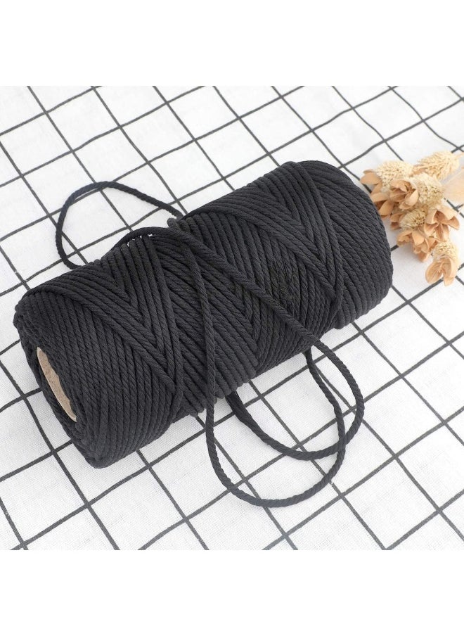 Premify 2 Rolls Black Cotton Rope, 3Mm*100M Each Roll Paracord Natural Twisted Soft Cord, Thick Cotton Twisted Cord Tie-Down Ropes For Pet Toys, Macramé, Knotting, Crafts Packing  - Image 4