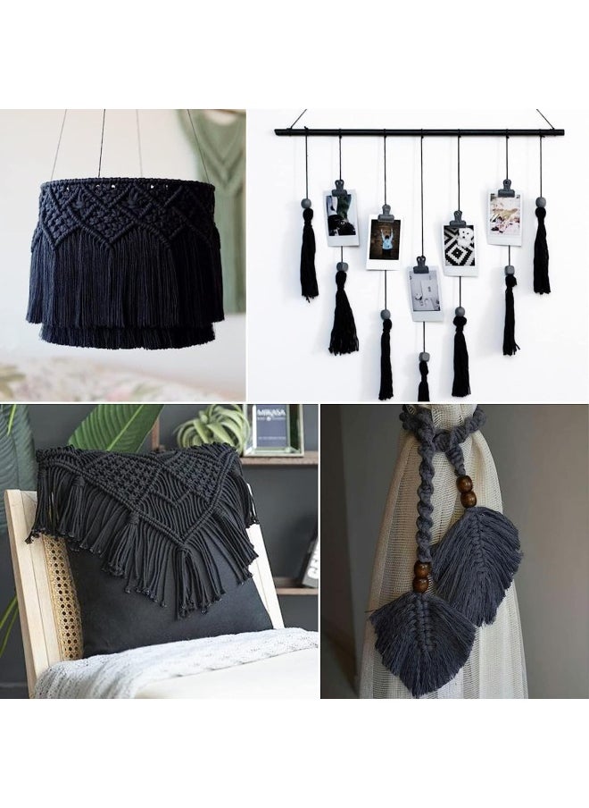 Premify 2 Rolls Black Cotton Rope, 3Mm*100M Each Roll Paracord Natural Twisted Soft Cord, Thick Cotton Twisted Cord Tie-Down Ropes For Pet Toys, Macramé, Knotting, Crafts Packing  - Image 5