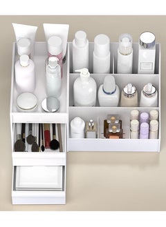 HomarKet Makeup Desk Cosmetic Organizer With Drawers White  30x14x19cm  - Image 5
