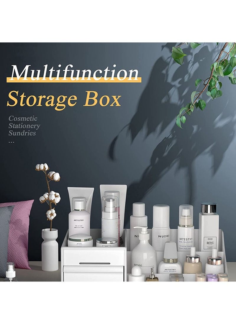 HomarKet - Makeup Desk Cosmetic Organizer With Drawers White  30x14x19cm - Image 1