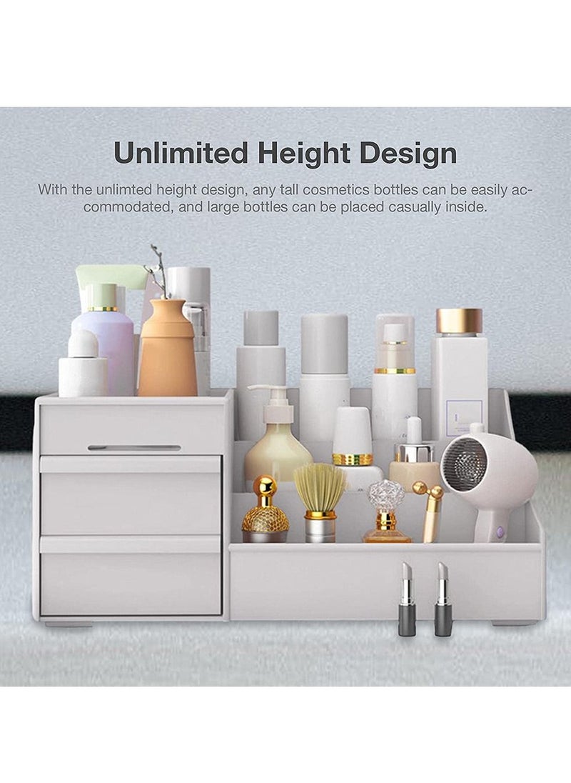 HomarKet - Makeup Desk Cosmetic Organizer With Drawers White  30x14x19cm - Image 1
