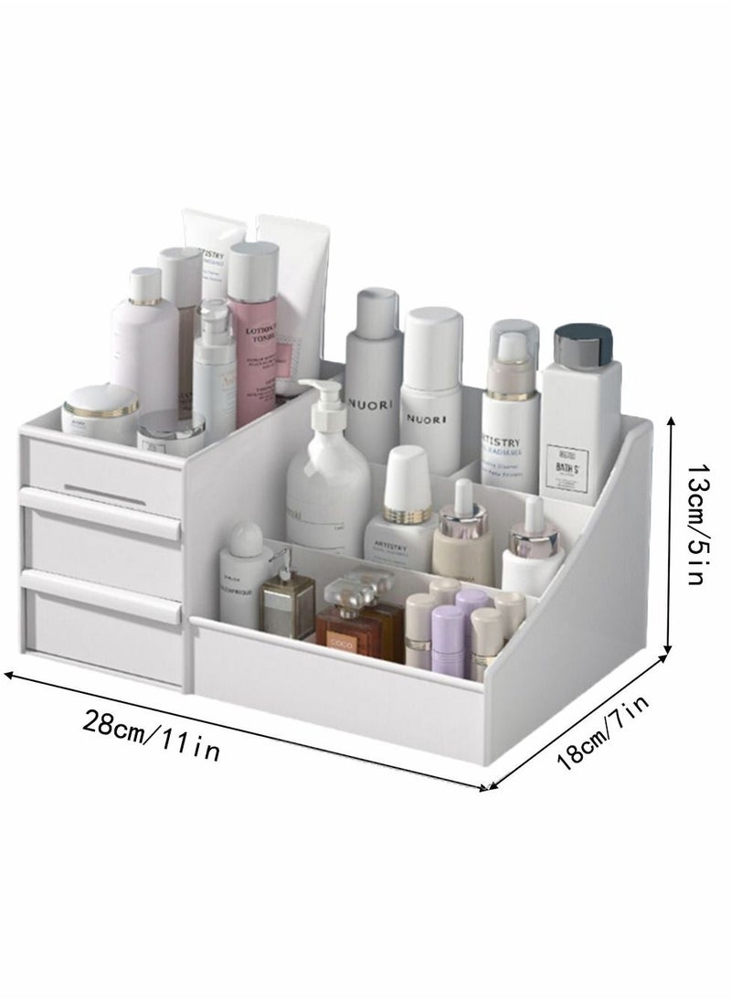 HomarKet - Makeup Desk Cosmetic Organizer With Drawers White  30x14x19cm - Image 1
