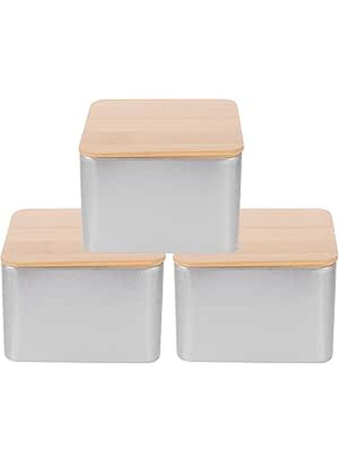 3Pcs Square Metal Tea Canisters With Lids Sealed Storage Jars For Dry Food Kitchen Organization - Image 1