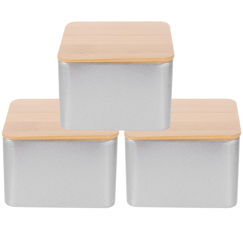 3Pcs Square Metal Tea Canisters With Lids Sealed Storage Jars For Dry Food Kitchen Organization - Image 2