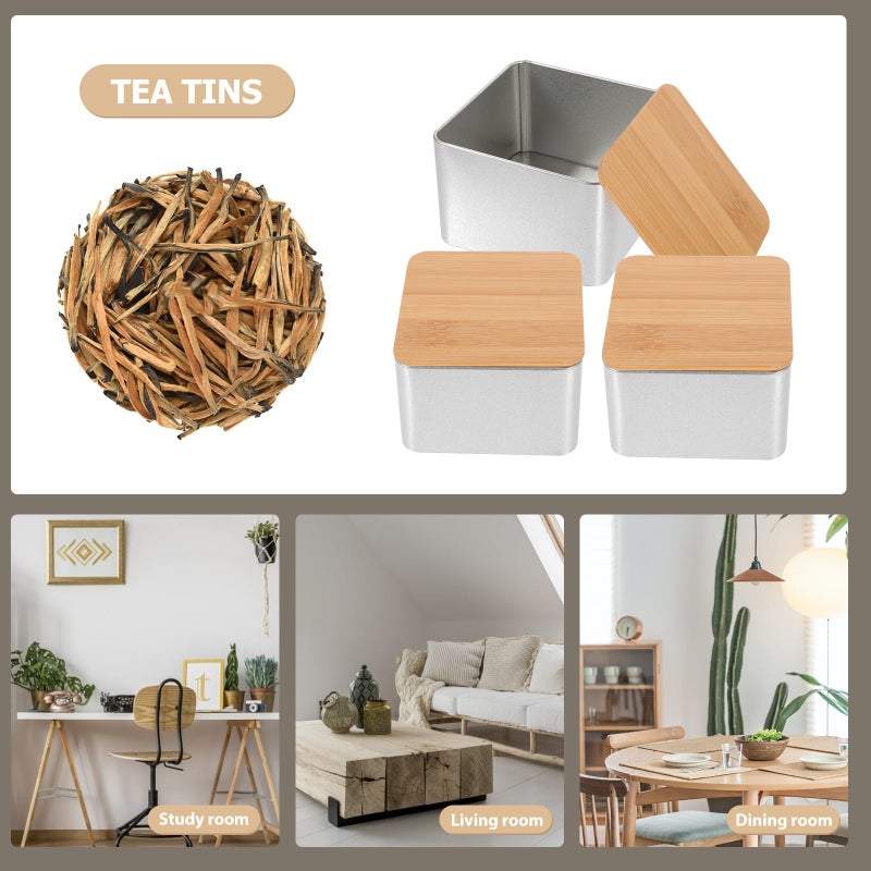 3Pcs Square Metal Tea Canisters With Lids Sealed Storage Jars For Dry Food Kitchen Organization - Image 4